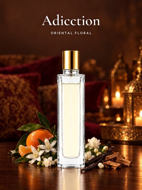 Frasco de Adicction, perfume de equivalencia de Seiva Perfums inspirado en Addict de Dior. Familia oriental floral