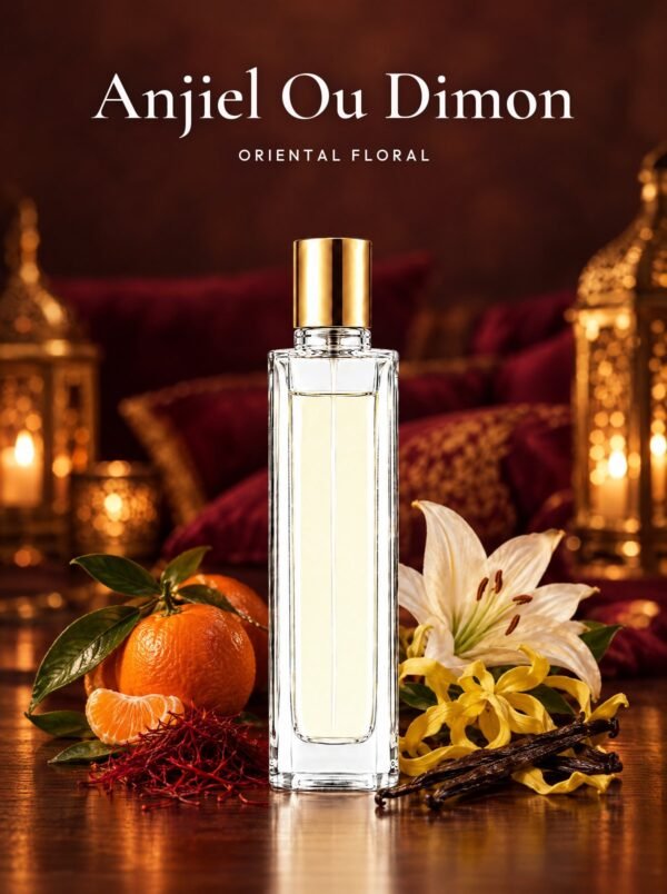 Frasco de Anjiel Ou Dimon, perfume de equivalencia de Seiva Perfums inspirado en Ange ou Démon de Givenchy. Familia oriental floral