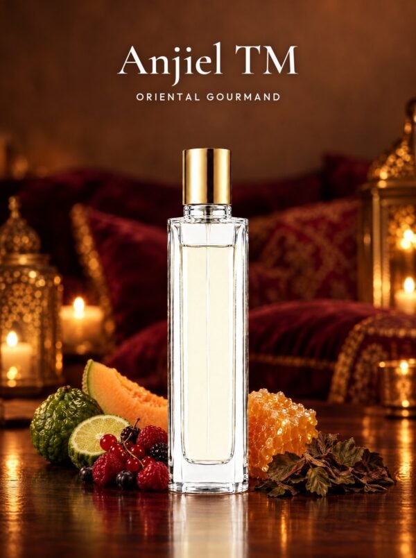Frasco de Anjiel TM, perfume de equivalencia de Seiva Perfums inspirado en Angel de Thierry Mugler. Familia oriental gourmand