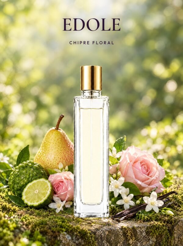 Frasco de EDOLE, perfume de equivalencia de Seiva Perfums inspirado en Idole de Lancôme. Familia chipre floral