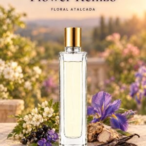 Frasco de Flower Kemzo de Seiva Perfums con tapón dorado