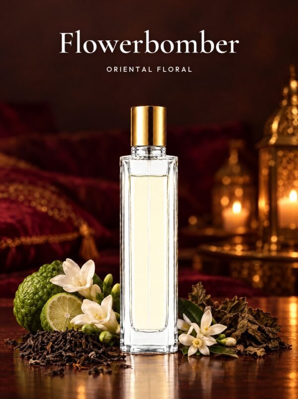Frasco de Flowerbomber, perfume de equivalencia de Seiva Perfums inspirado en Flowerbomb de Viktor&Rolf. Familia oriental floral