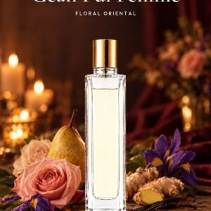 Frasco de Gean Pul Femme de Seiva Perfums con tapón dorado