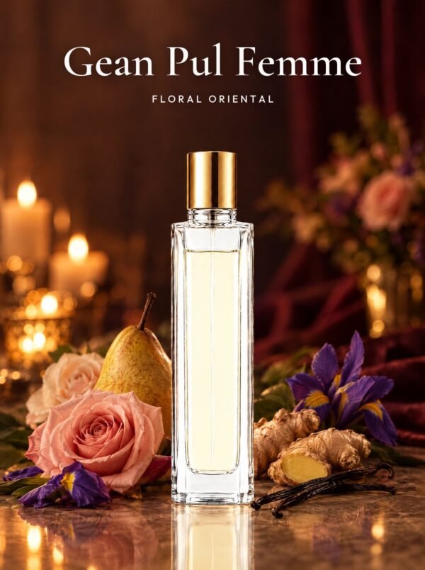 Frasco de Gean Pul Femme, perfume de equivalencia de Seiva Perfums inspirado en Jean Paul Gaultier. Familia floral oriental
