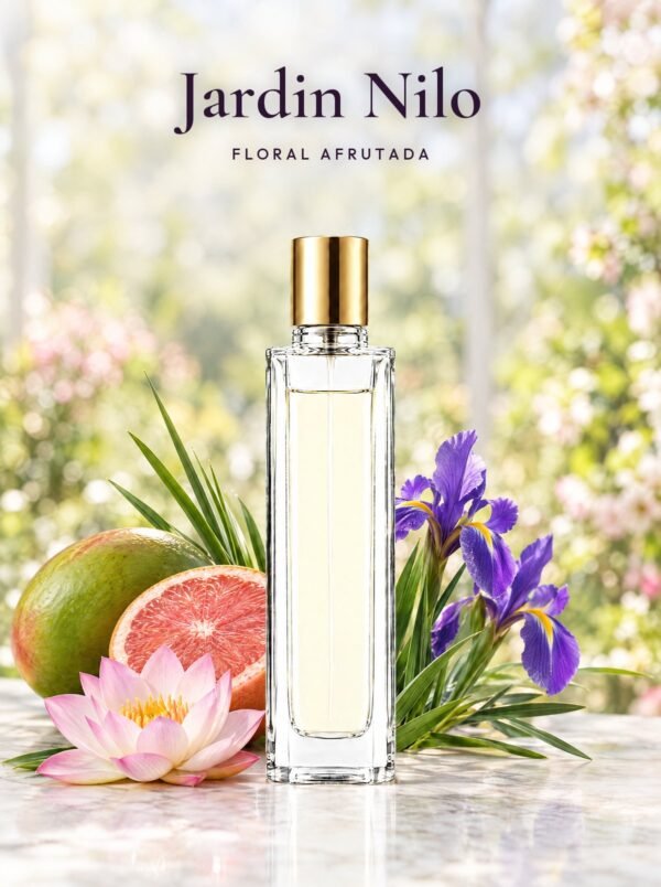 Frasco de Jardin Nilo, perfume de equivalencia de Seiva Perfums inspirado en Un Jardin Sur Le Nil de Hermès. Familia floral afrutada