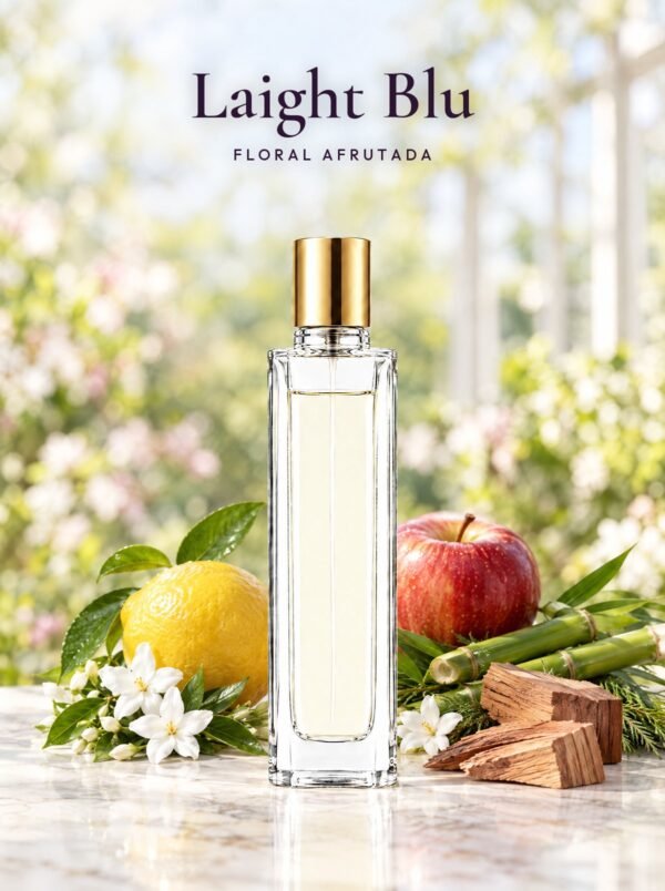 Frasco de Laight Blu, perfume de equivalencia de Seiva Perfums inspirado en Light Blue de Dolce&Gabbana. Familia floral afrutada