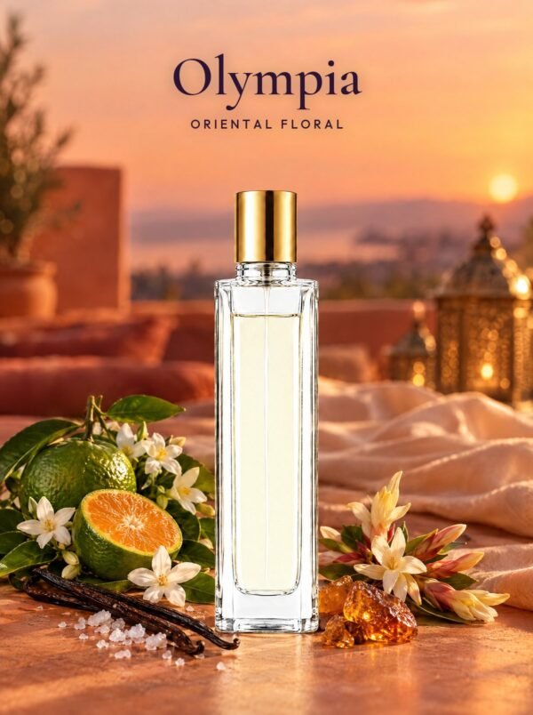 Frasco de Olympia, perfume de equivalencia de Seiva Perfums inspirado en Olympéa de Paco Rabanne. Familia oriental floral