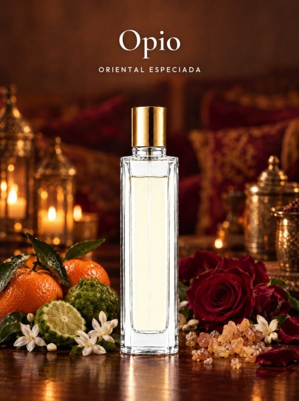 Frasco de Opio, perfume de equivalencia de Seiva Perfums inspirado en Opium de Yves Saint Laurent. Familia oriental especiada