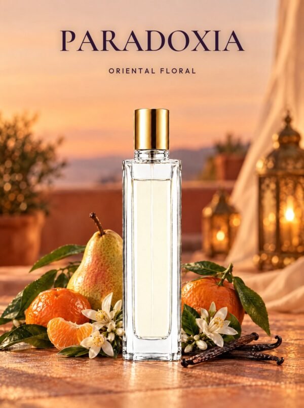 Frasco de PARADOXIA, perfume de equivalencia de Seiva Perfums inspirado en Paradoxe de Prada. Familia oriental floral